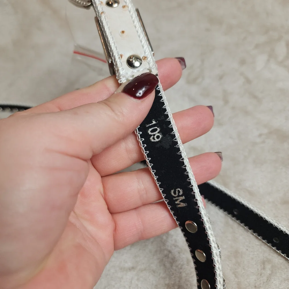 Off White Rhinestone Bling Belt 42